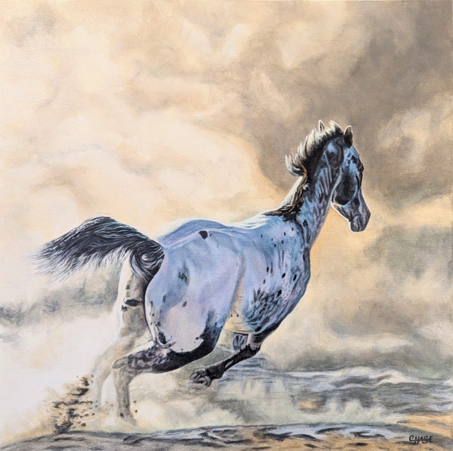 Animals “Kicking Up Dust” by Kim Chase – acrylic on canvas.