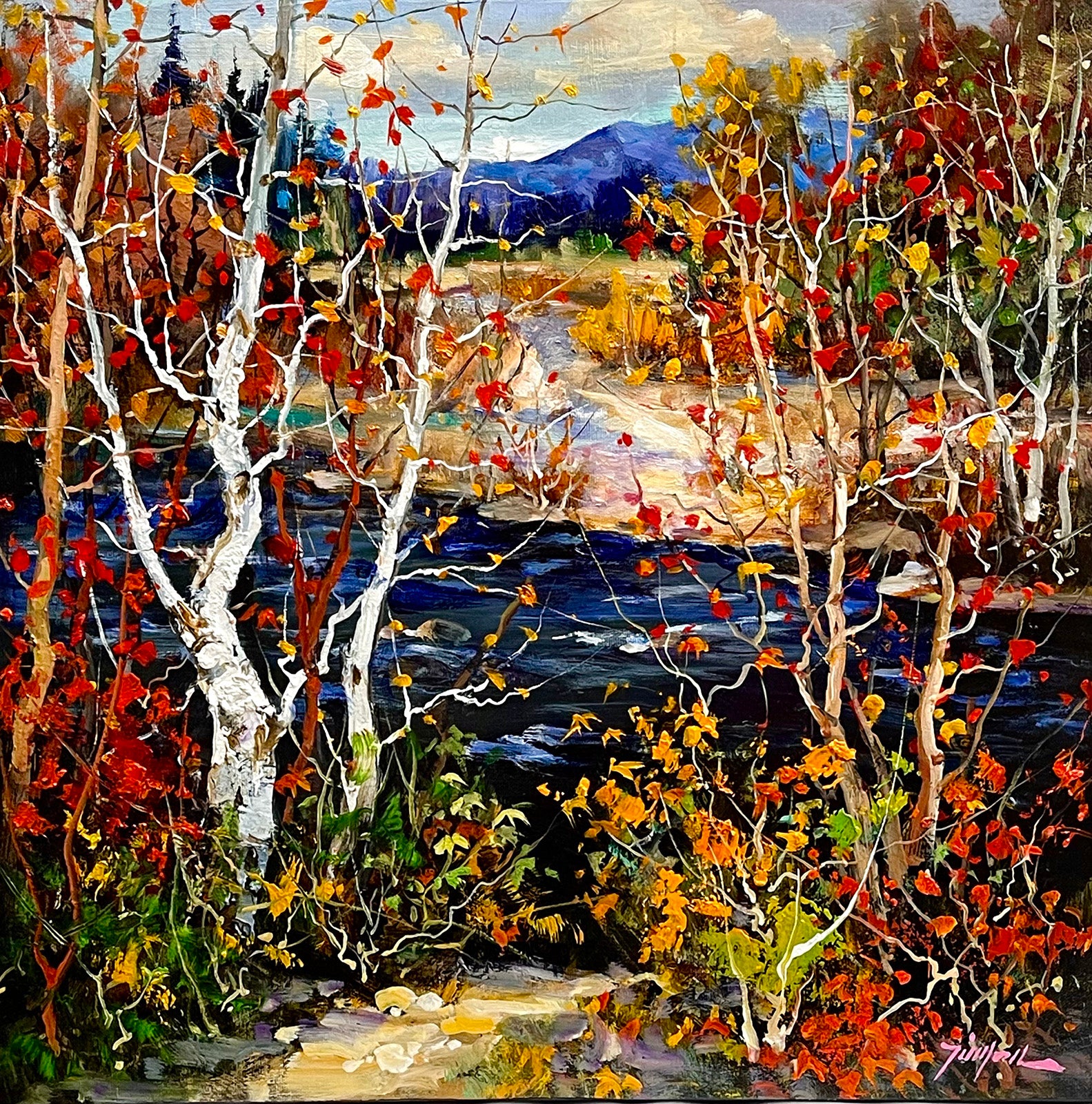 Landscape “Autumn Sonata” by Tin Yan Chan – oil on canvas.