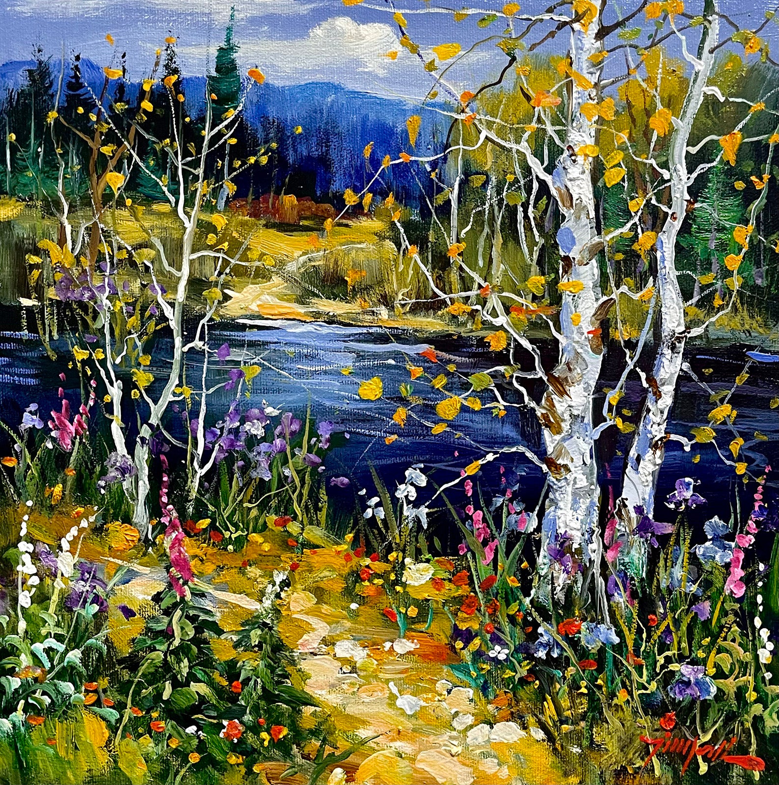 Landscape “Summer Serenity” by Tin Yan Chan – oil on canvas.