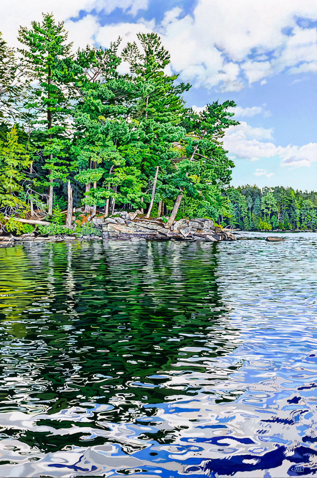 Landscape “Kelly Lake Shoreline” by Anna Clarey – acrylic on canvas.