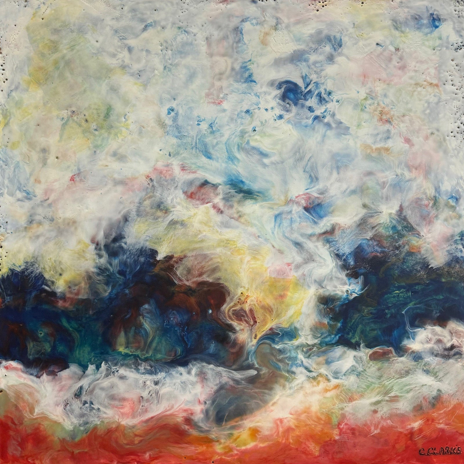 Landscape “You Spin Me 'Round” by Catharine Clarke – encaustic on panel.