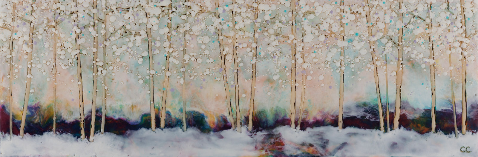 Landscape “Staycation” by Catharine Clarke – encaustic on panel.
