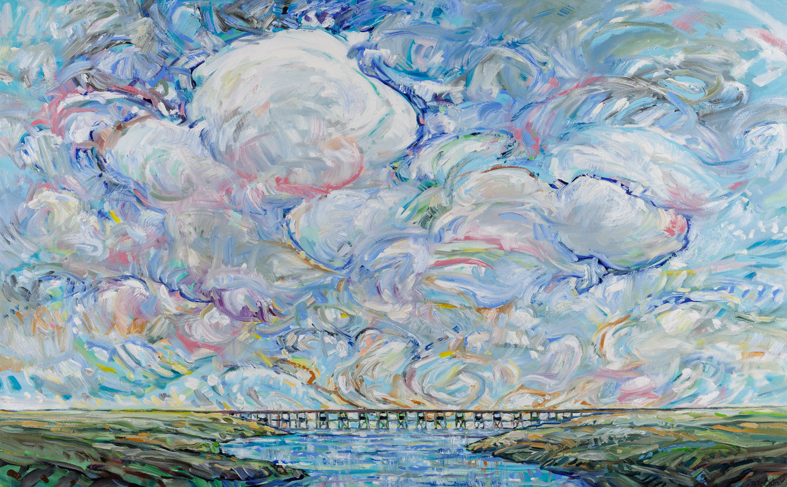 Over Water by Steve Coffey - Landscape, Oil on Canvas