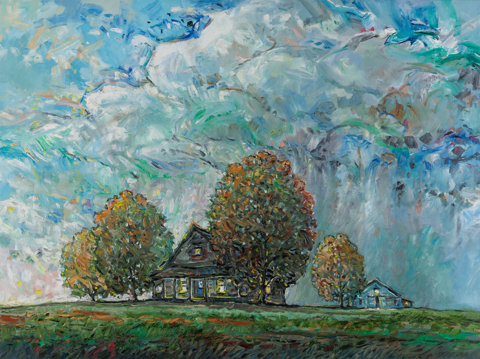 Bed Time Rains by Steve Coffey - Landscape, Oil on Canvas