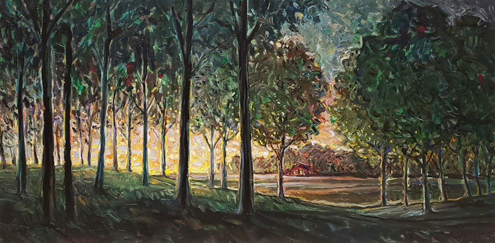 Landscape “Tree Stands” by Steve Coffey – oil on canvas.
