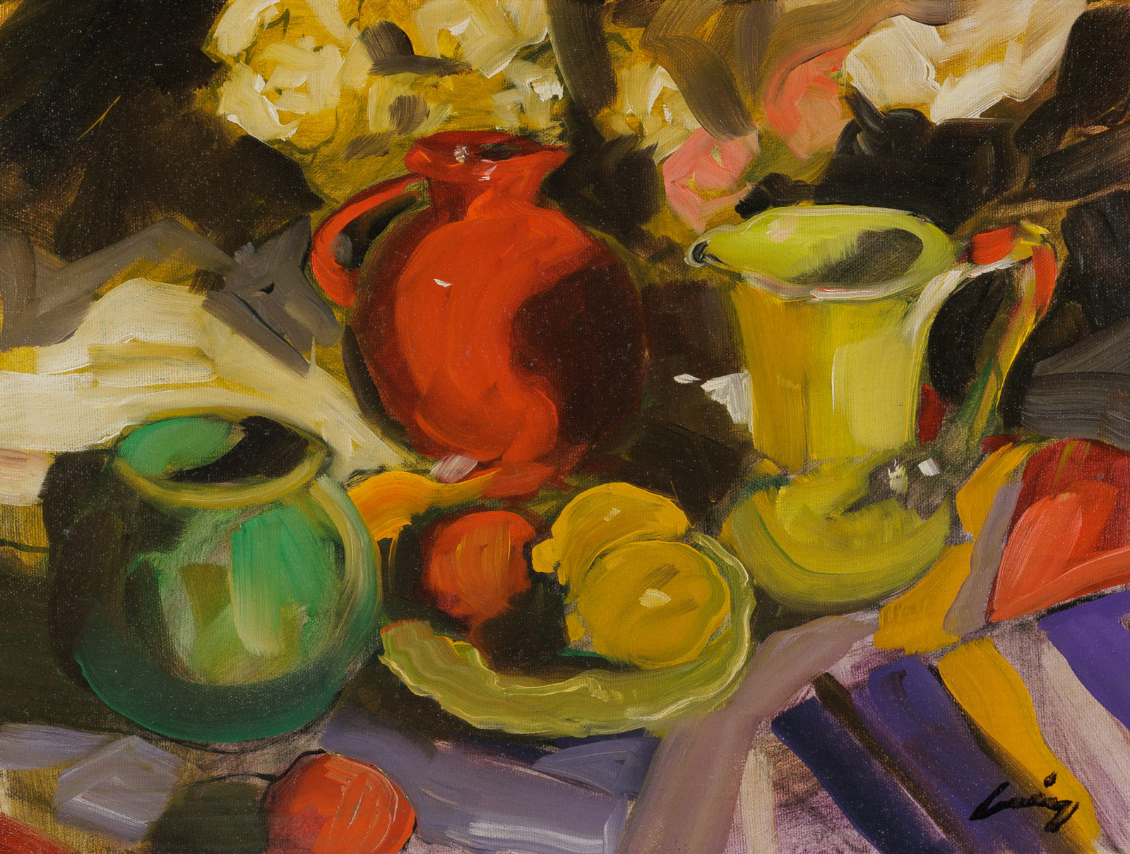 Red Jug & Fruit