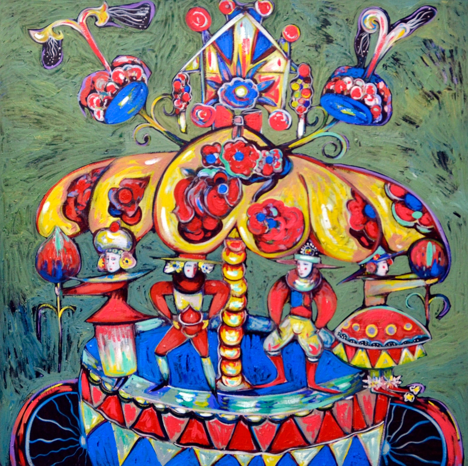Figurative “Carousel” by Toller Cranston – oil on canvas.