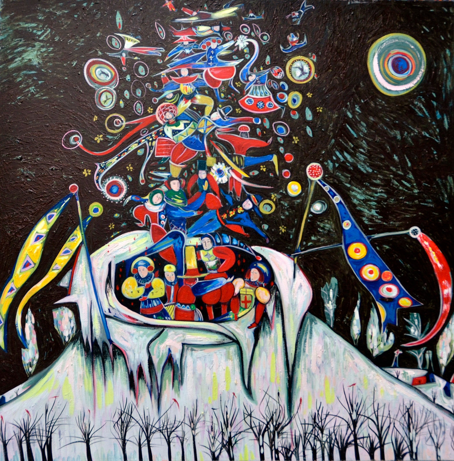 Figurative “Snow Mountain” by Toller Cranston – oil on canvas.