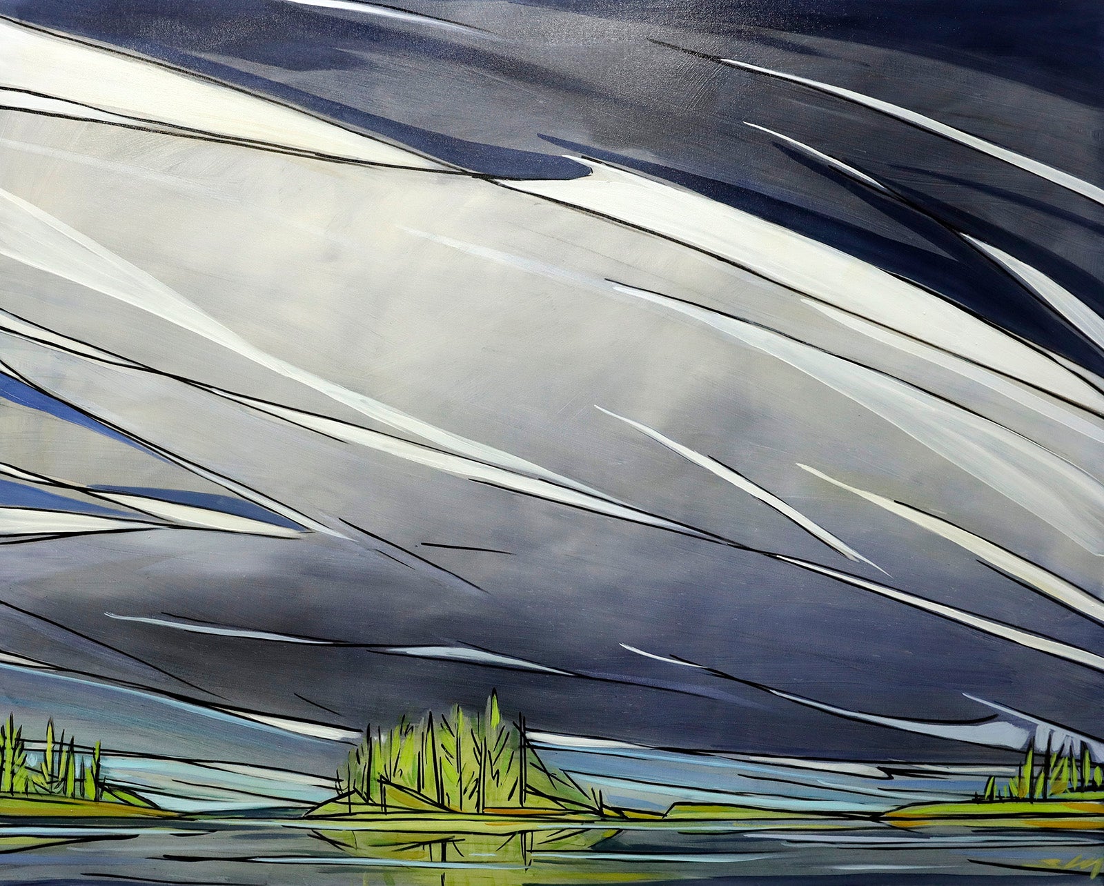 Landscape “Georgian Bay Island Sunset” by Shannon Craig – oil on canvas.