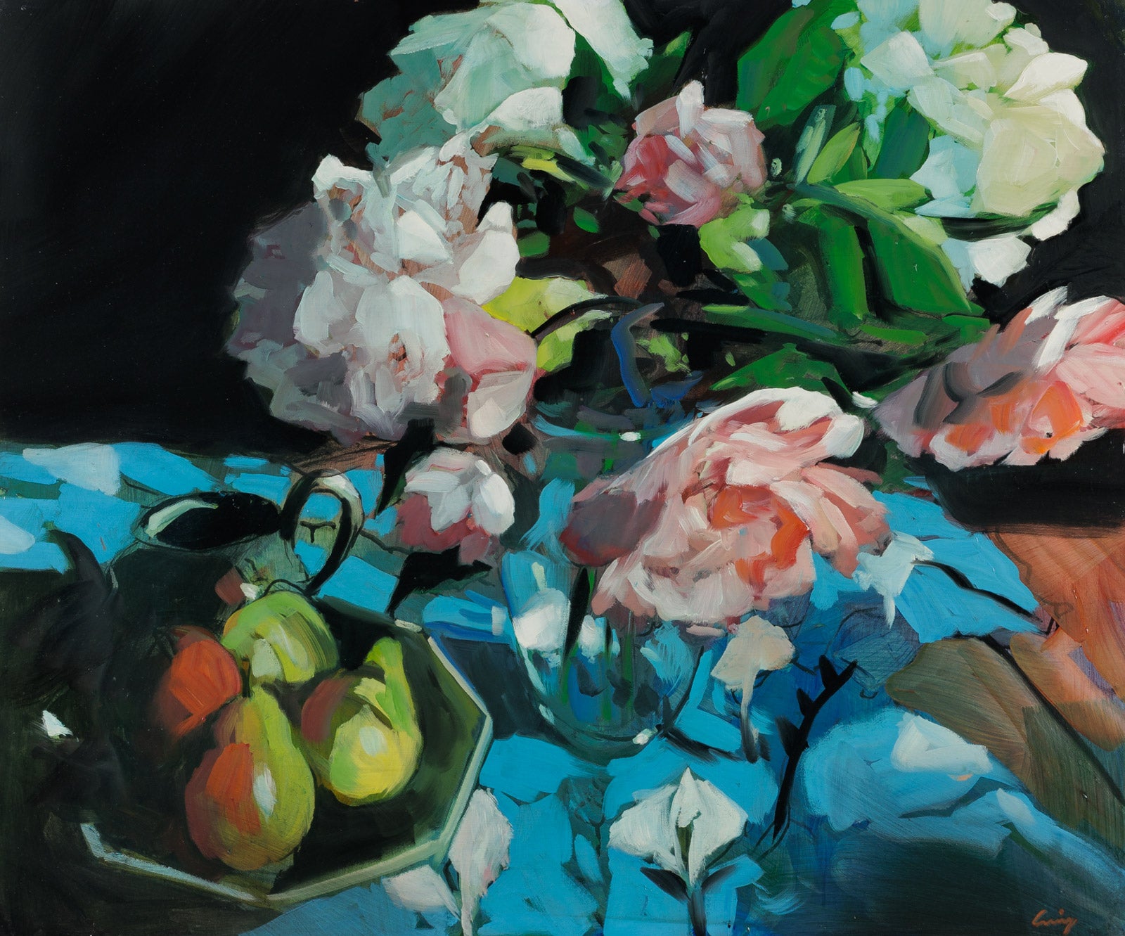 Floral Still Life With Pears