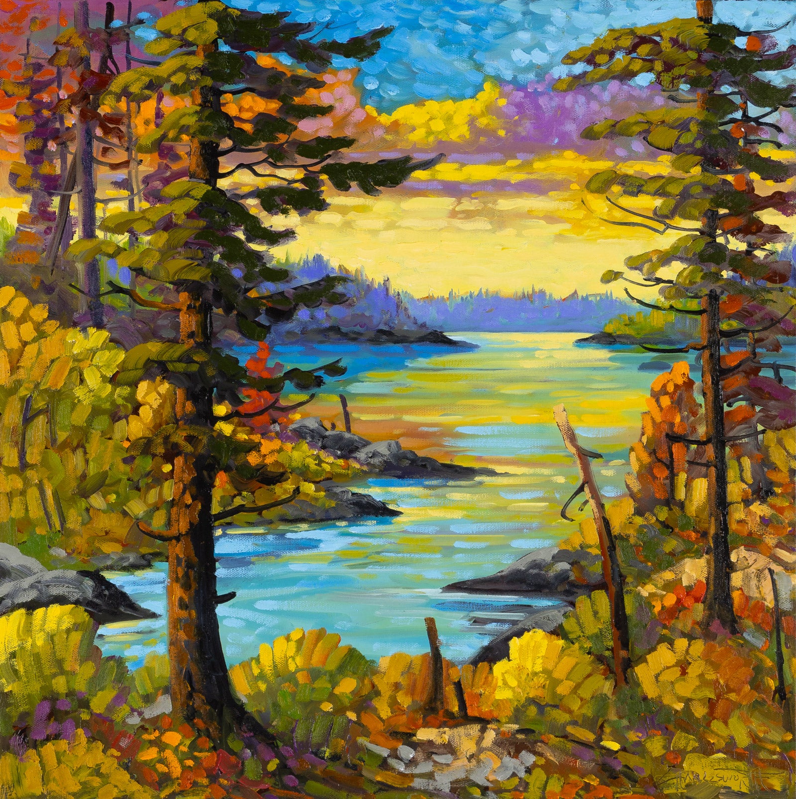 Landscape “Northern Sunset, True North” by Rod Charlesworth – oil on canvas.