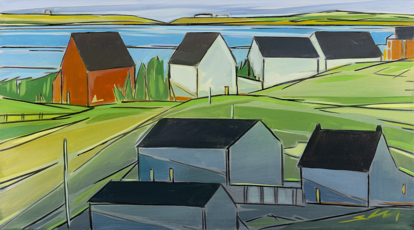 Landscape “Newfoundland Houses” by Shannon Craig – oil on canvas.