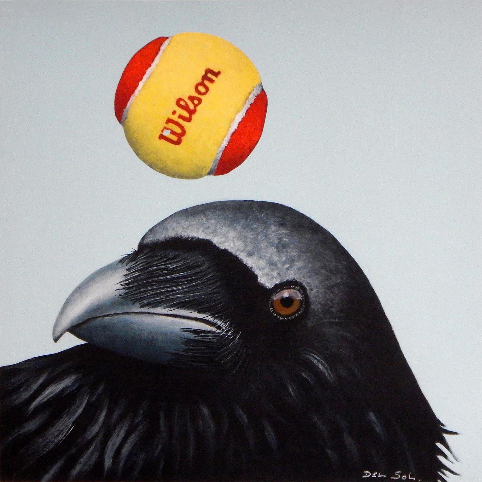 Birds “Levitation Act IX” by Cristina Del Sol – mixed media on panel.