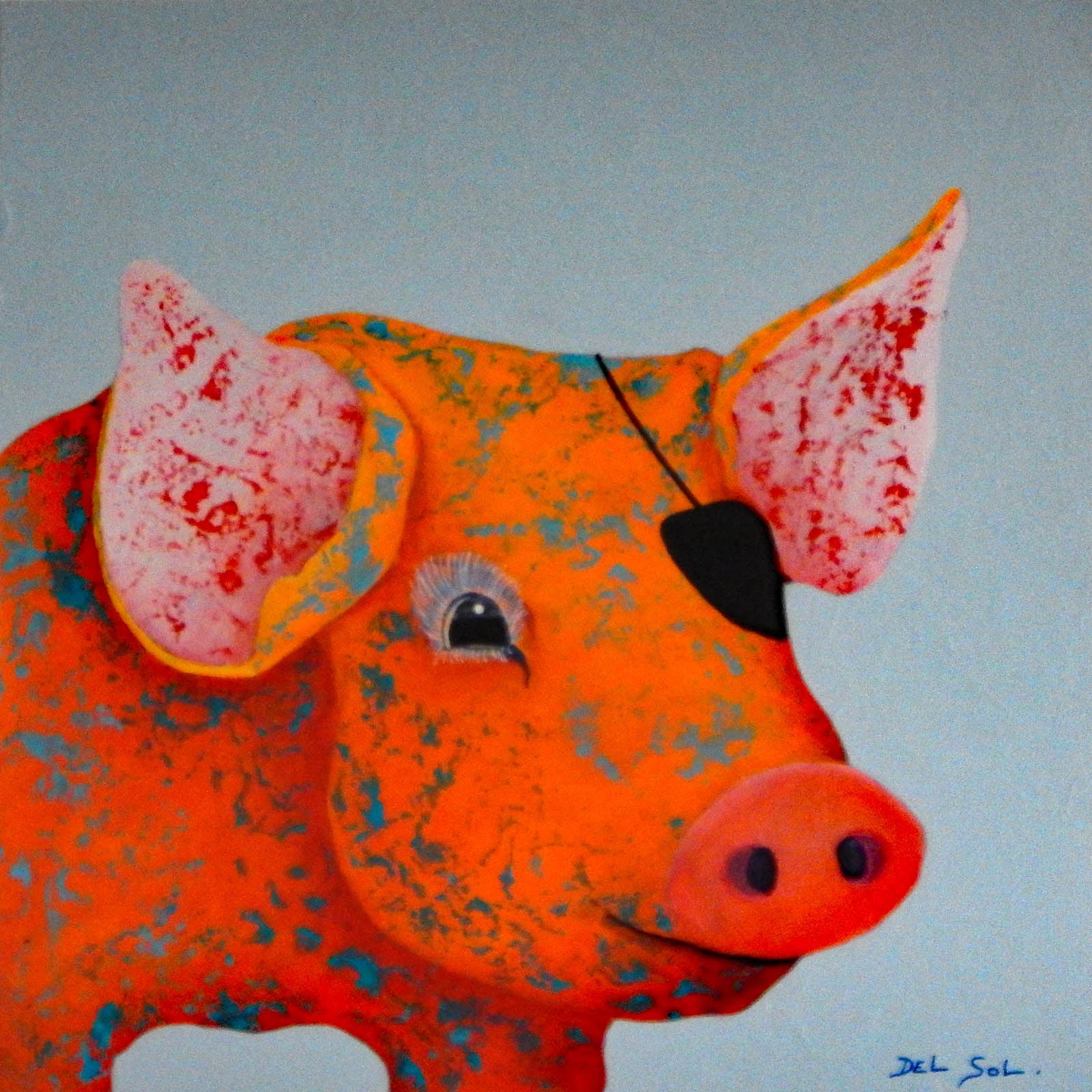 Animals “Kevin Bacon” by Cristina Del Sol – mixed media on panel.