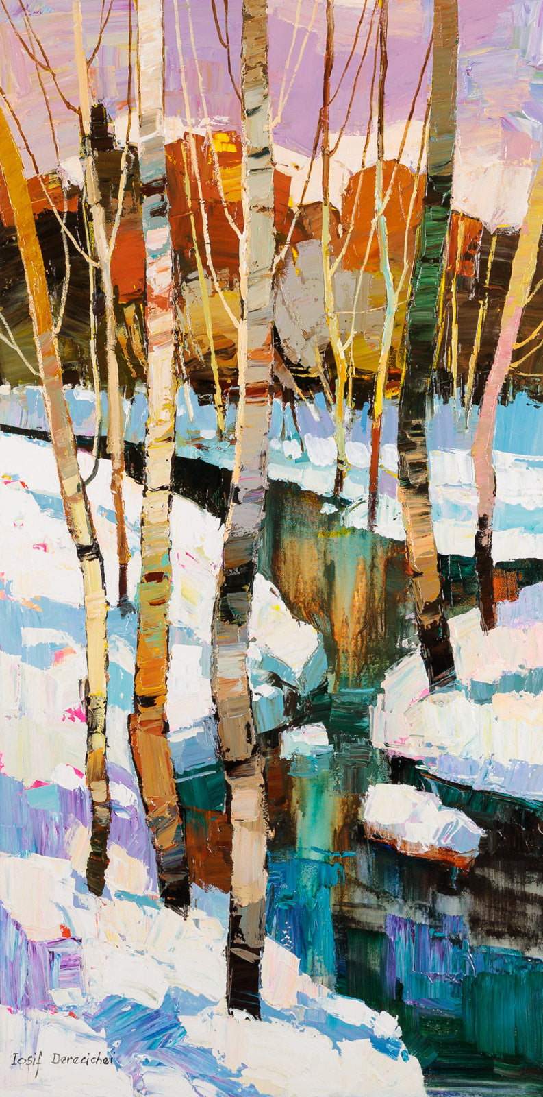 Landscape “Flowing Through The Frozen Field” by Iosif Derecichei – acrylic on canvas.