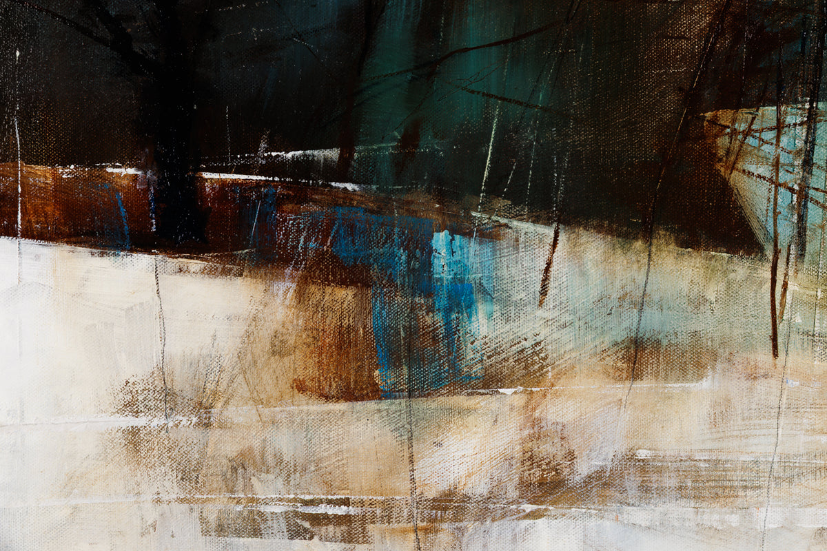 David Lidbetter, "Winter Hollow," detail 1, oil on canvas