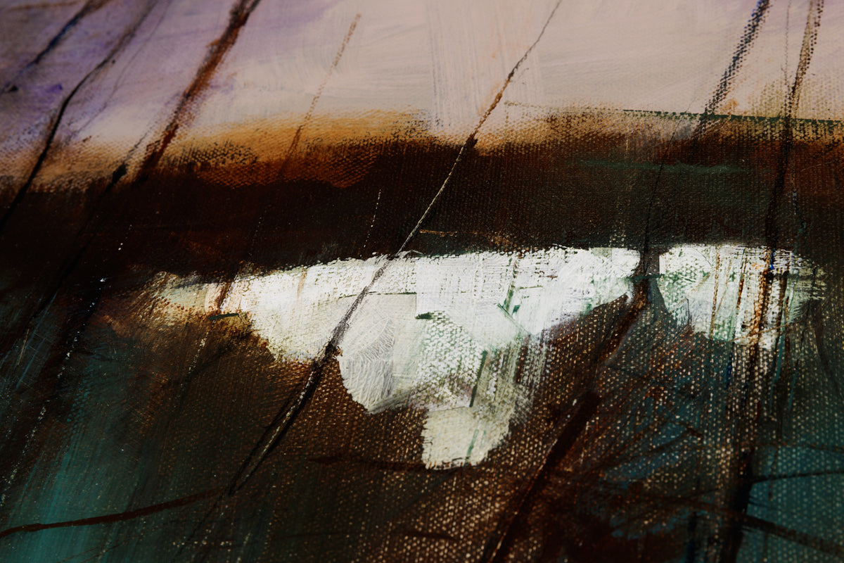 David Lidbetter, "Winter Hollow," detail 2, oil on canvas