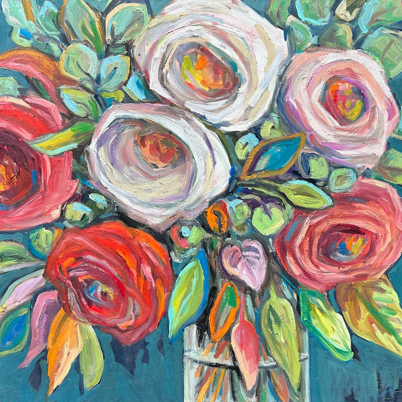 Floral “Looking For Love” by Vanessa Drew – oil on canvas.