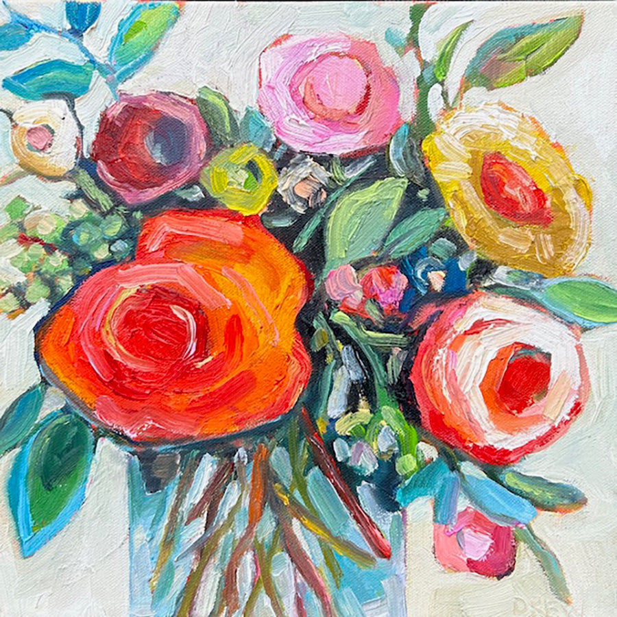 Floral “Bliss” by Vanessa Drew – oil on canvas.