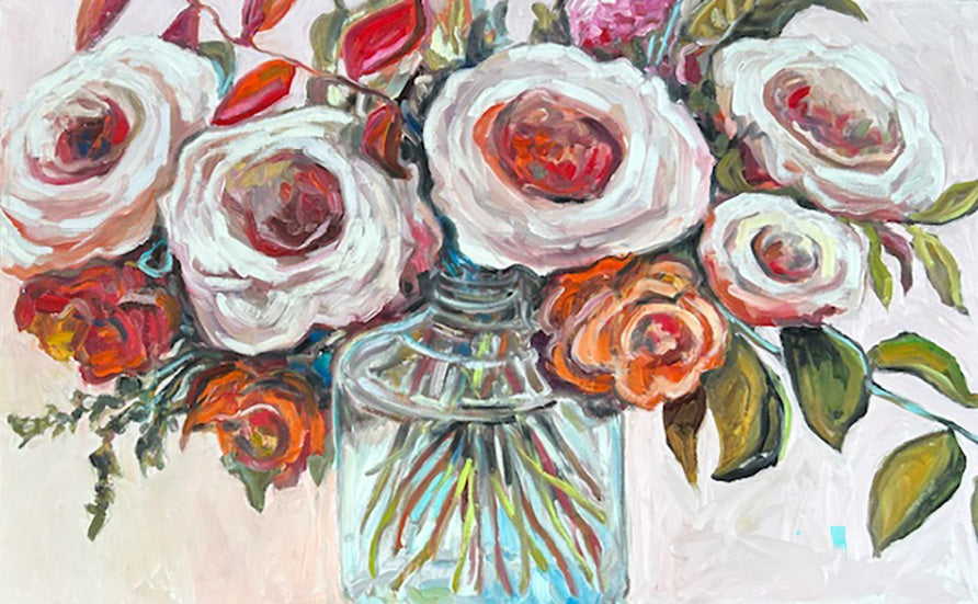 Floral “Rapture” by Vanessa Drew – oil on canvas.