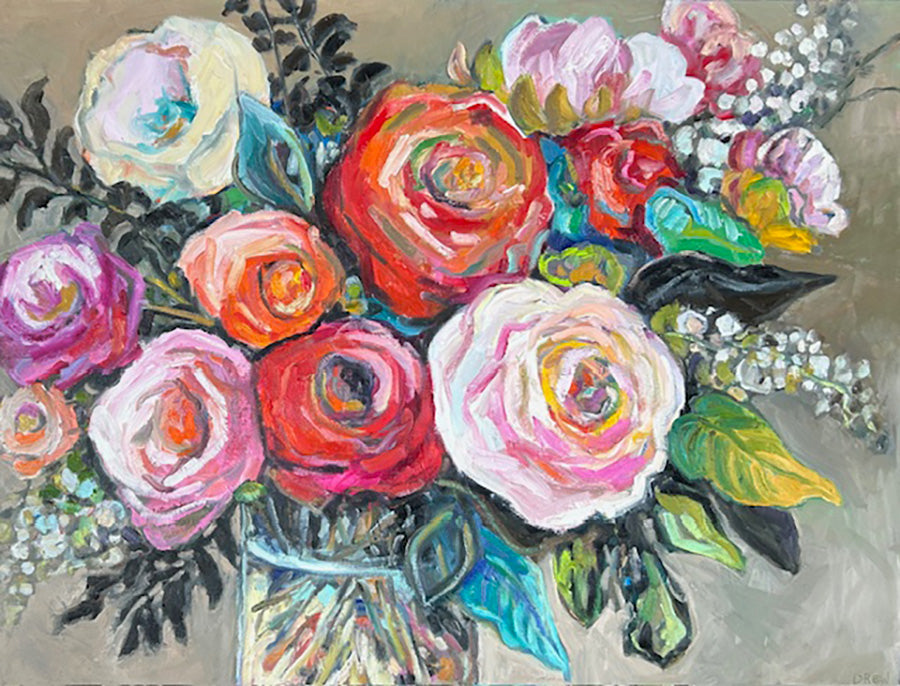 Floral “All I Want” by Vanessa Drew – oil on canvas.