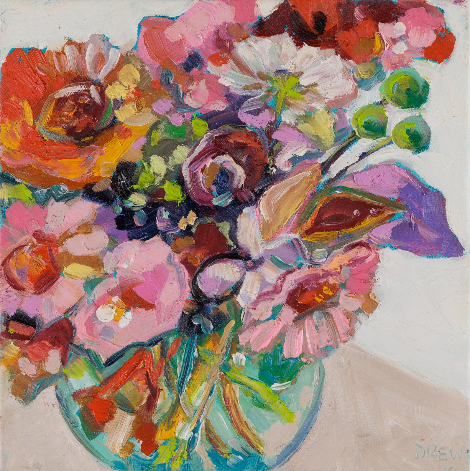 Perky by Vanessa Drew - Floral, Oil on Canvas