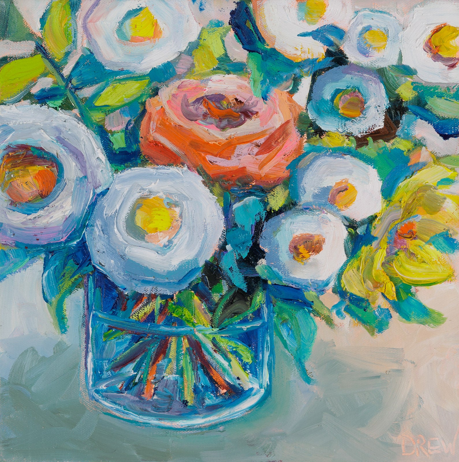 Spunky by Vanessa Drew - Floral, Oil on Canvas