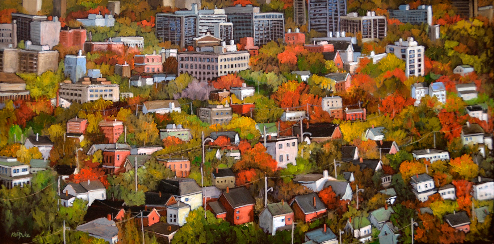Cityscape “View From The 27th Floor” by Kari Duke – oil on canvas.