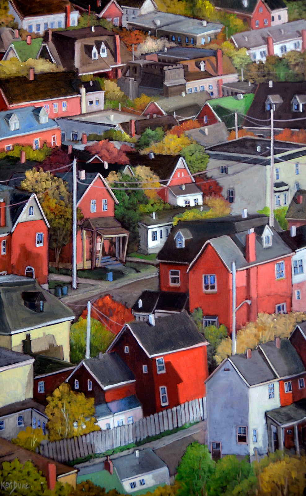 Cityscape “Urban Living” by Kari Duke – oil on canvas.