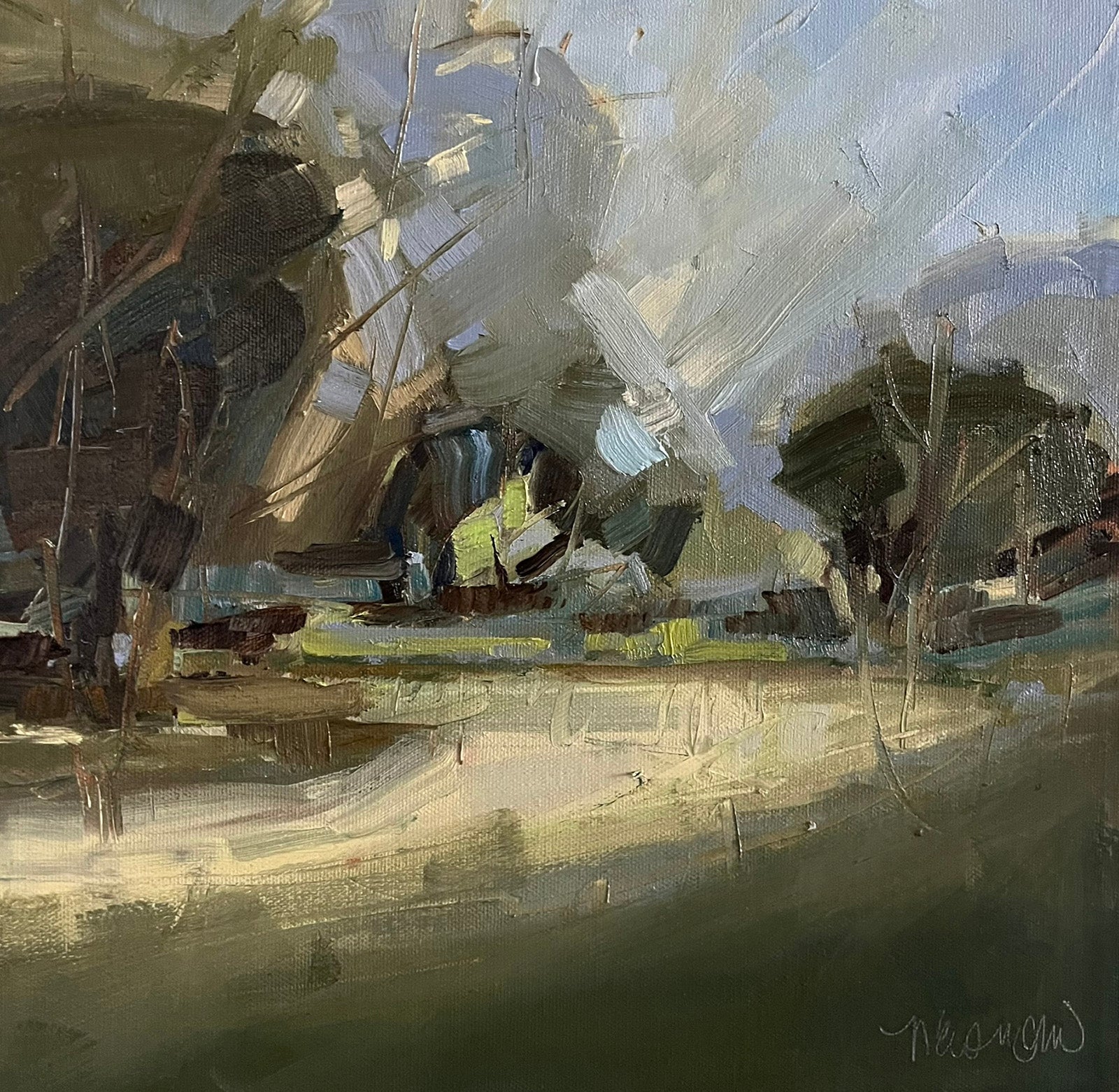 Landscape “Nice Spot For A Picnic” by Niki Economo – oil on canvas.