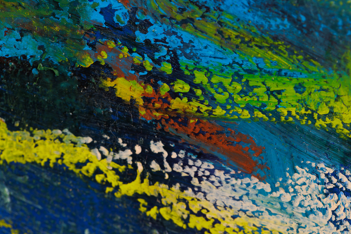 Elizabeth Haney, "Sacramento River," detail 6, oil on canvas