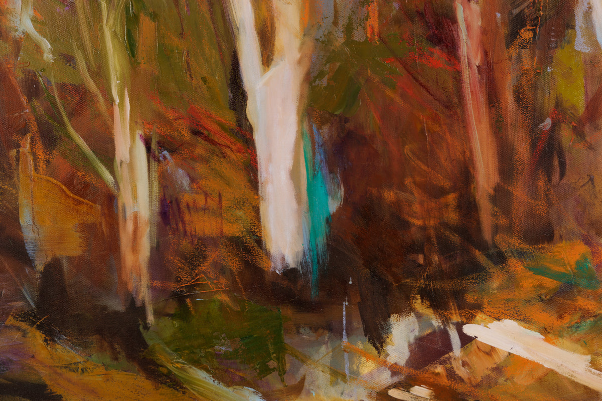 Elizabeth Haney, "The Flame," detail 1, oil on canvas
