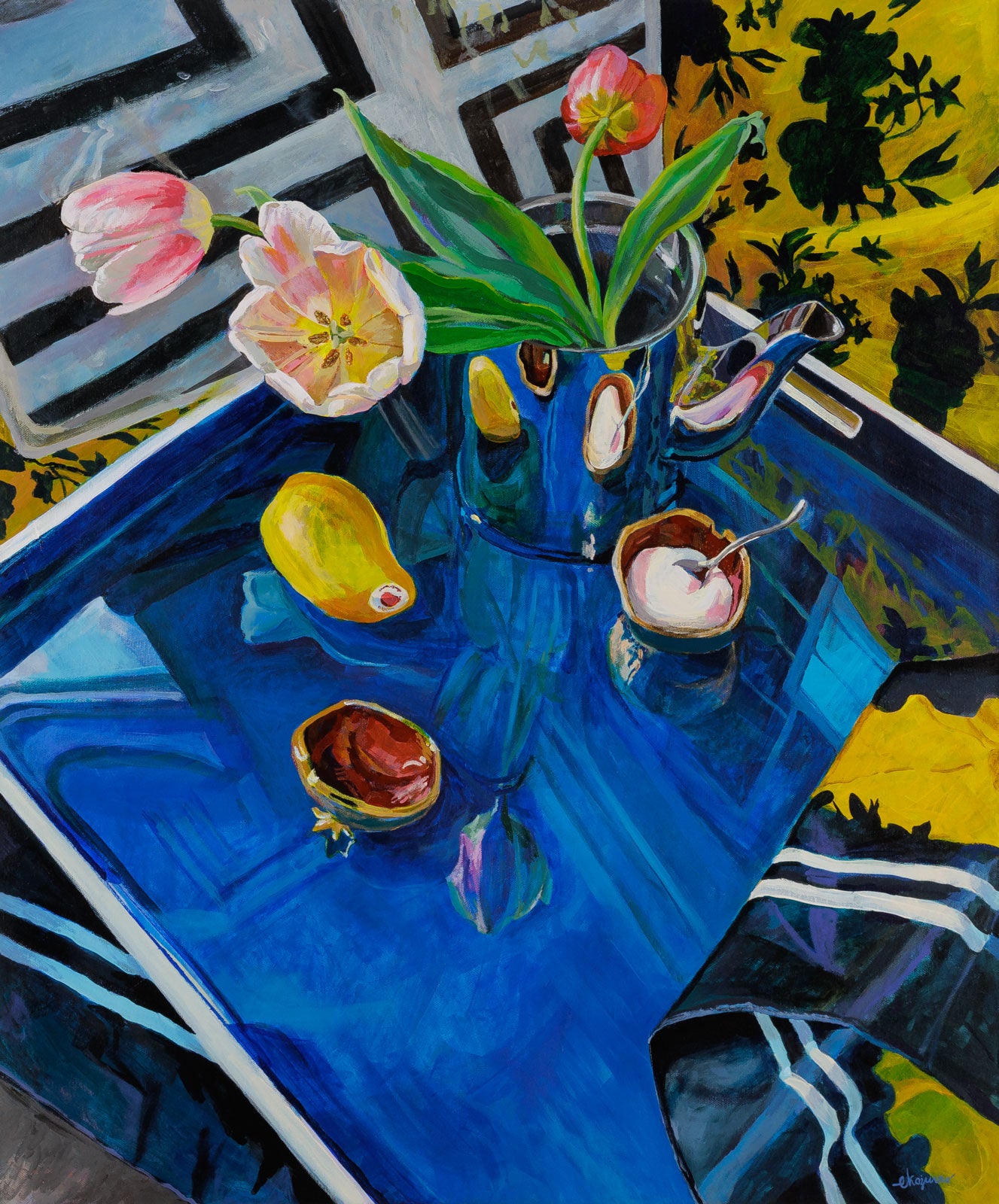 Still Life On Blue Tray