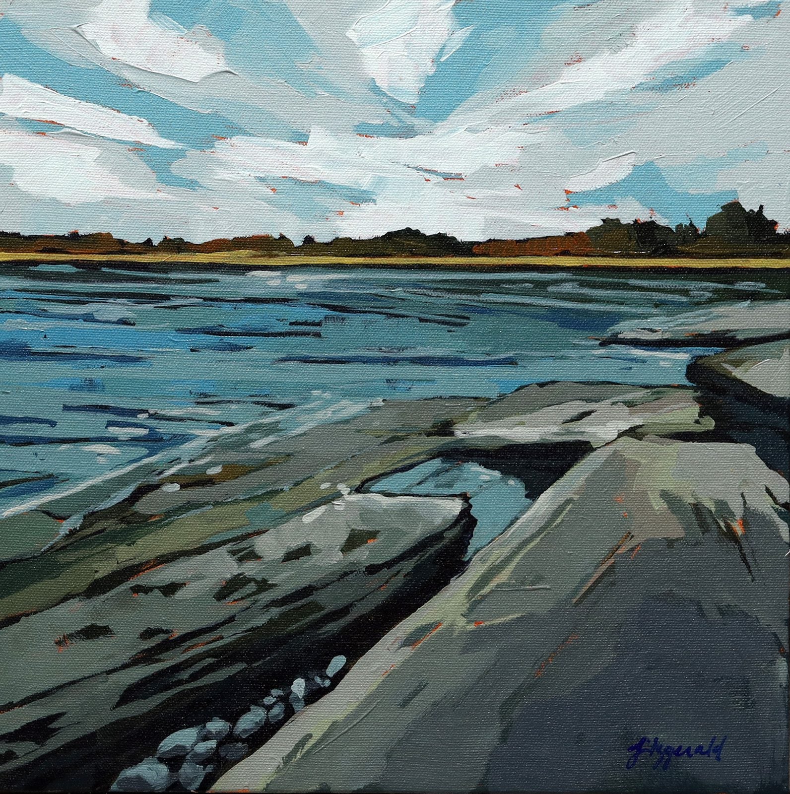 Landscape “Limestone Ledges” by Megan Fitzgerald – acrylic on canvas.