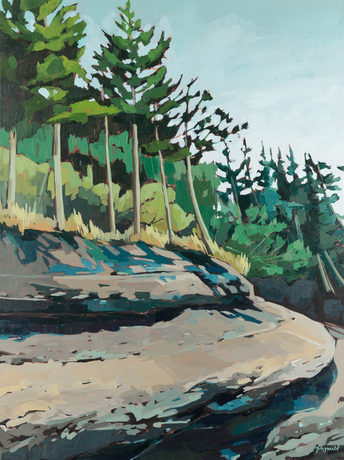 Landscape “Cedars Swoop & Sway” by Megan Fitzgerald – acrylic on canvas.