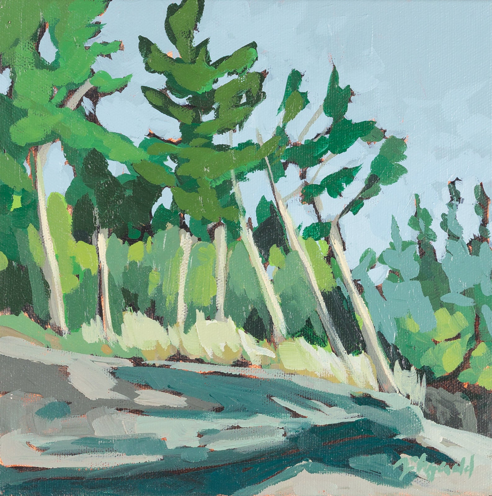 Landscape “Cedar & Shoal” by Megan Fitzgerald – acrylic on canvas.