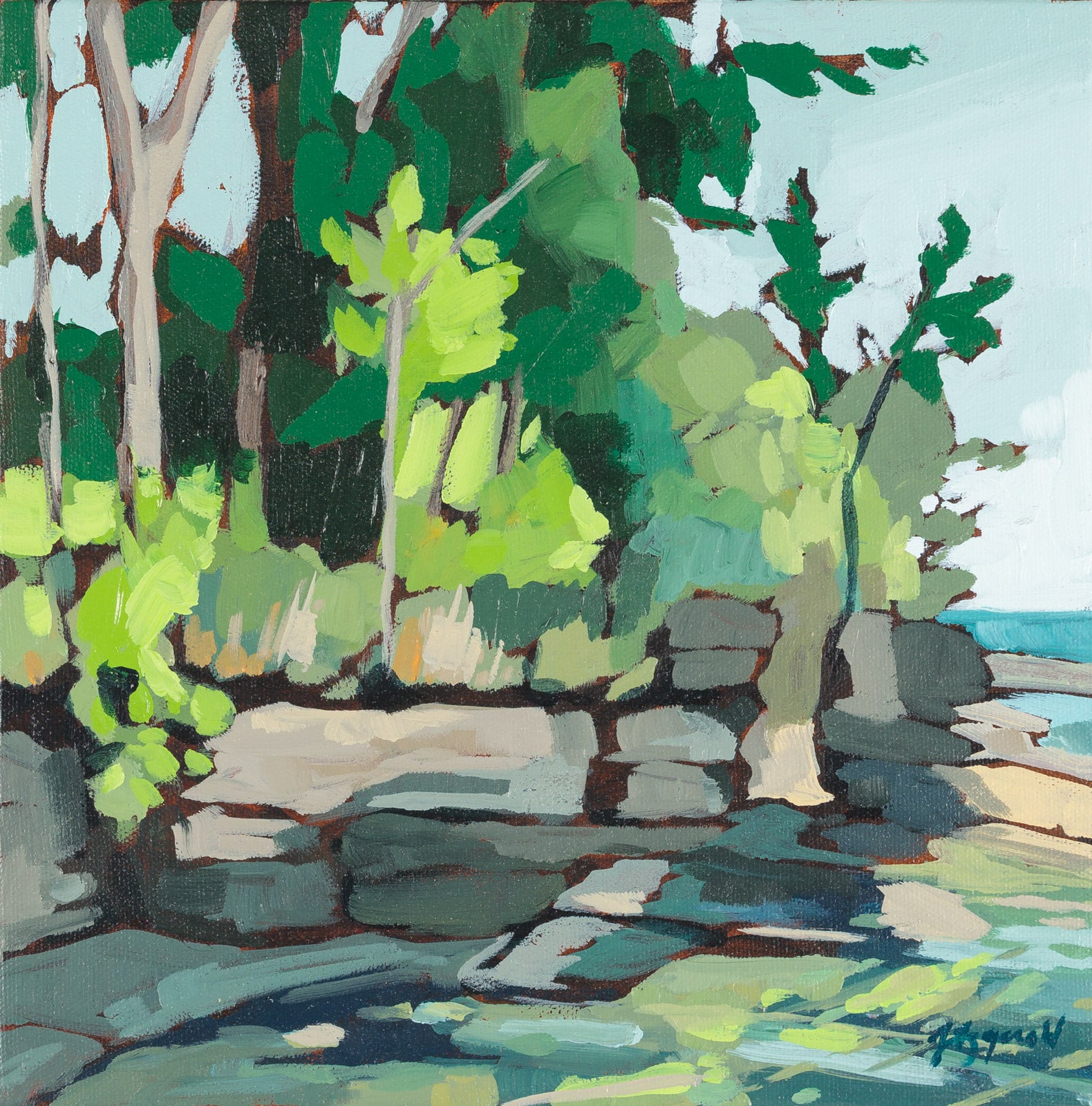 Landscape “Magnetic Rocks” by Megan Fitzgerald – acrylic on canvas.