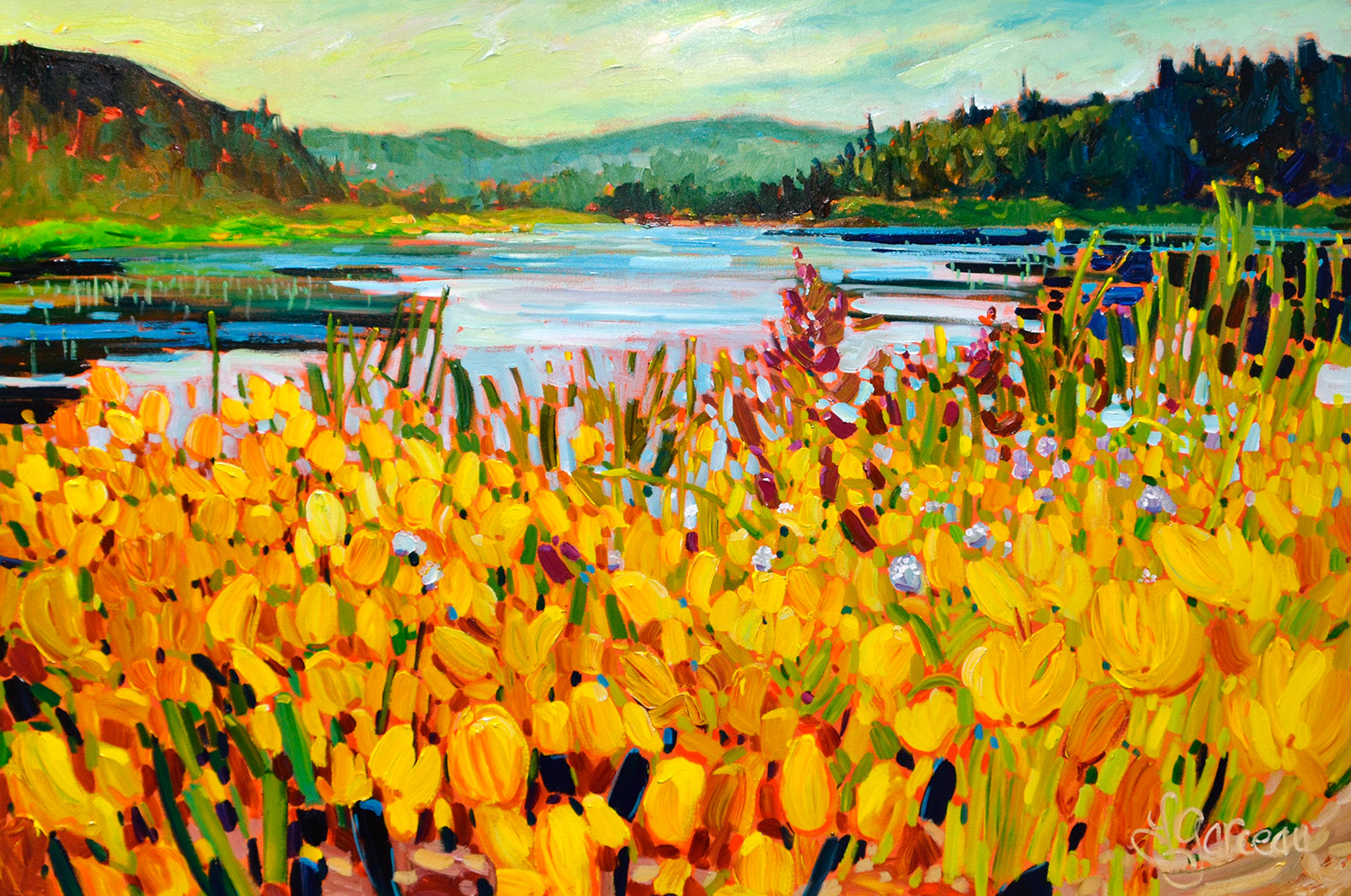 Floral “Origine” by Lynn Garceau – acrylic on canvas.