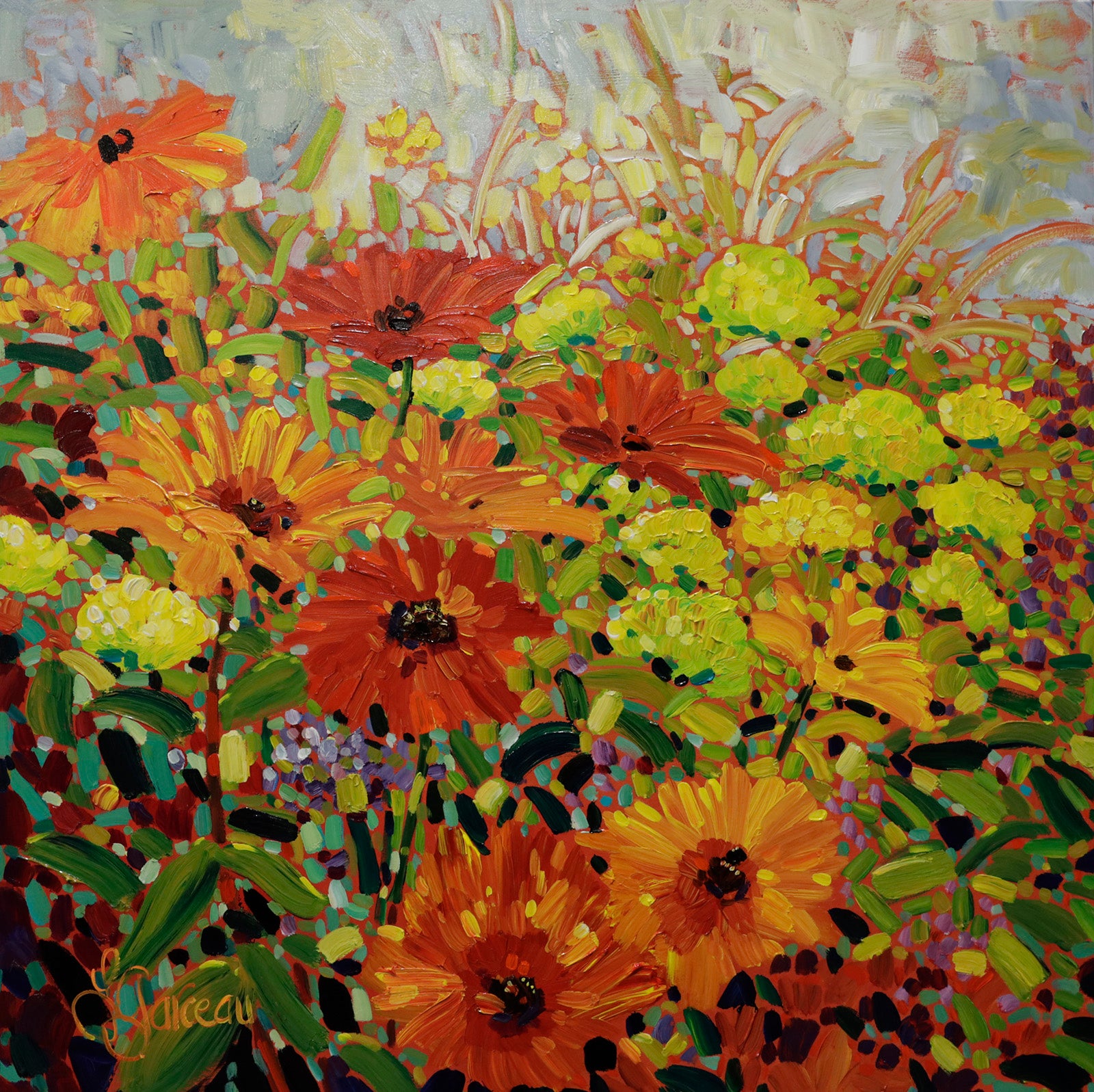 Floral “Filles Du Soleil” by Lynn Garceau – acrylic on canvas.