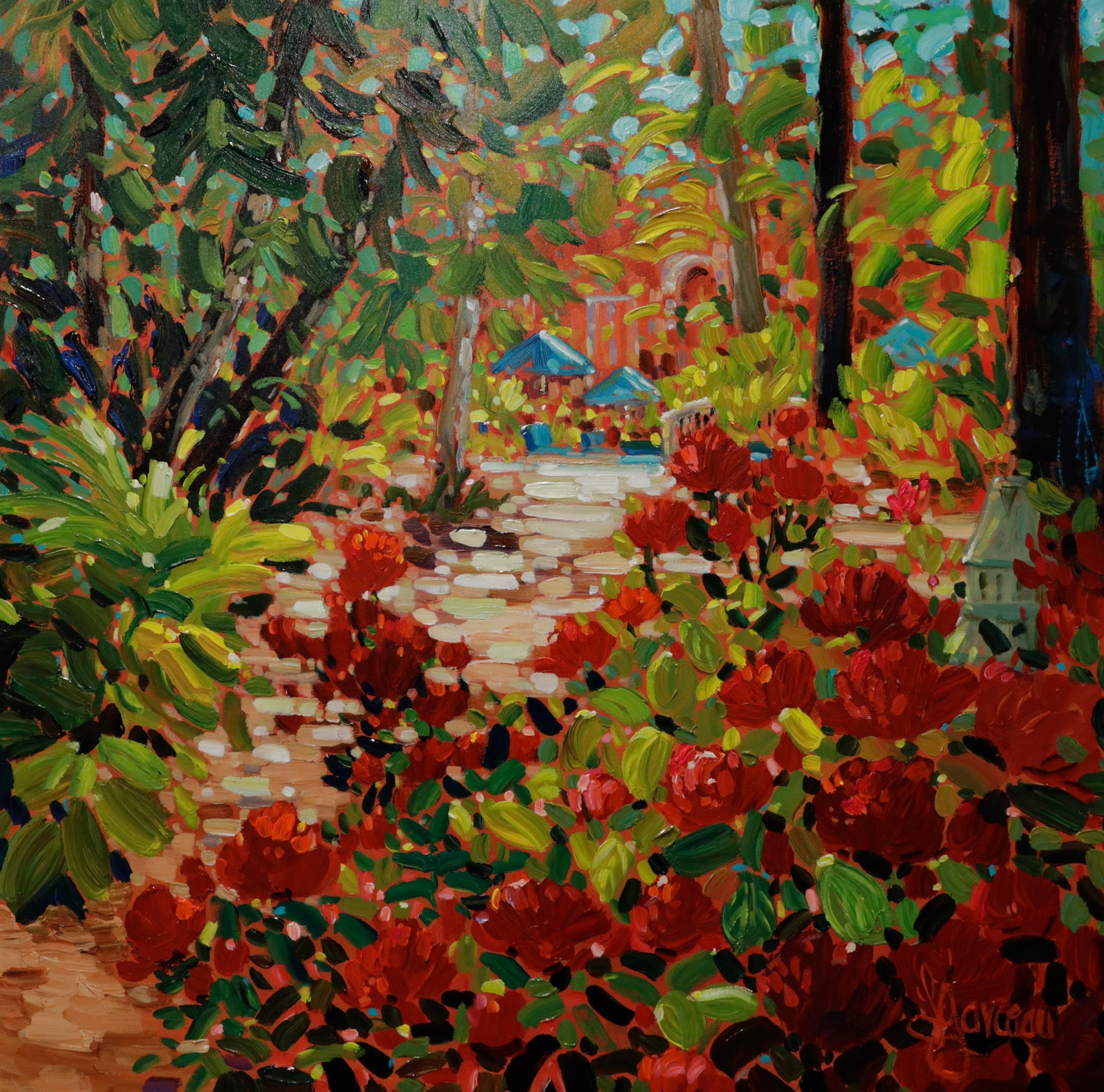 Floral “L'Amour Des Iles” by Lynn Garceau – acrylic on canvas.