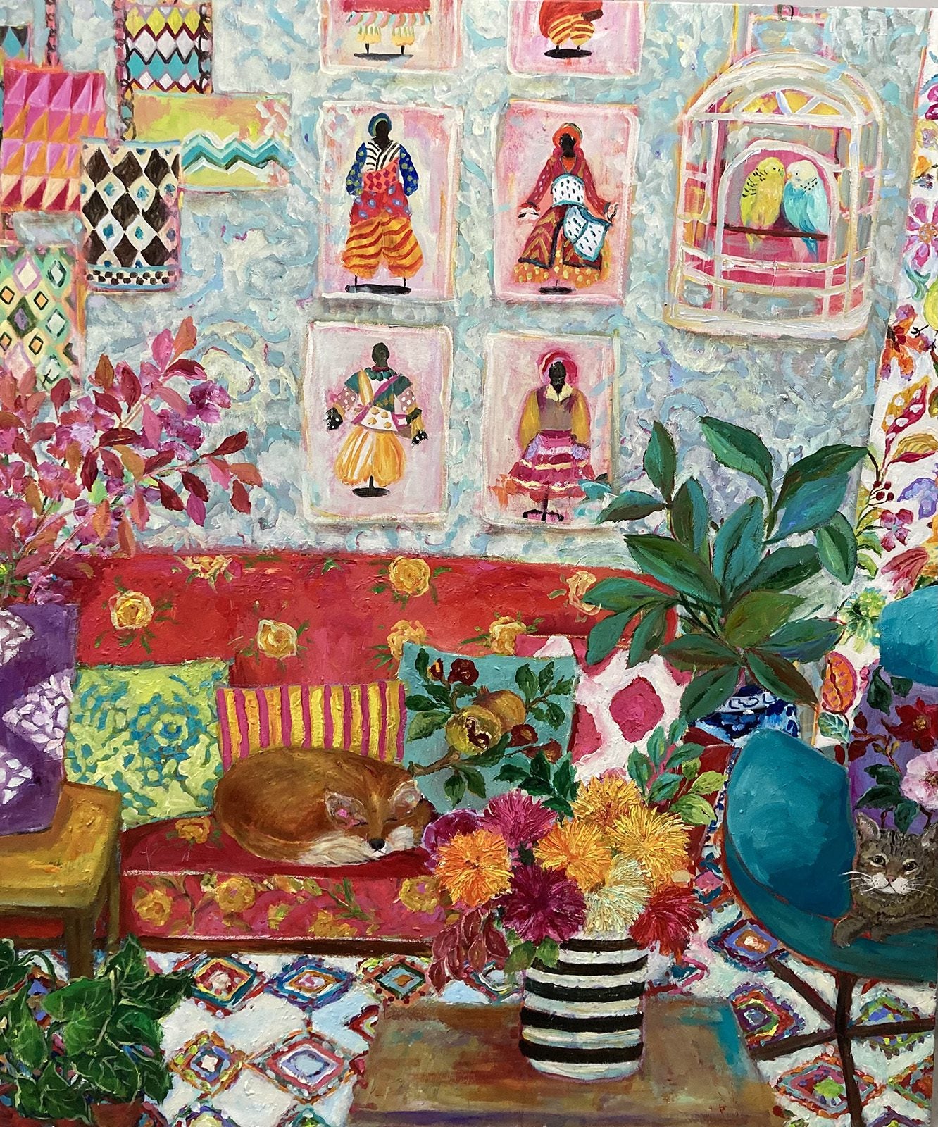 Interiors “Ballet Russes Fan Club” by Cynthia Gatien – acrylic on canvas.