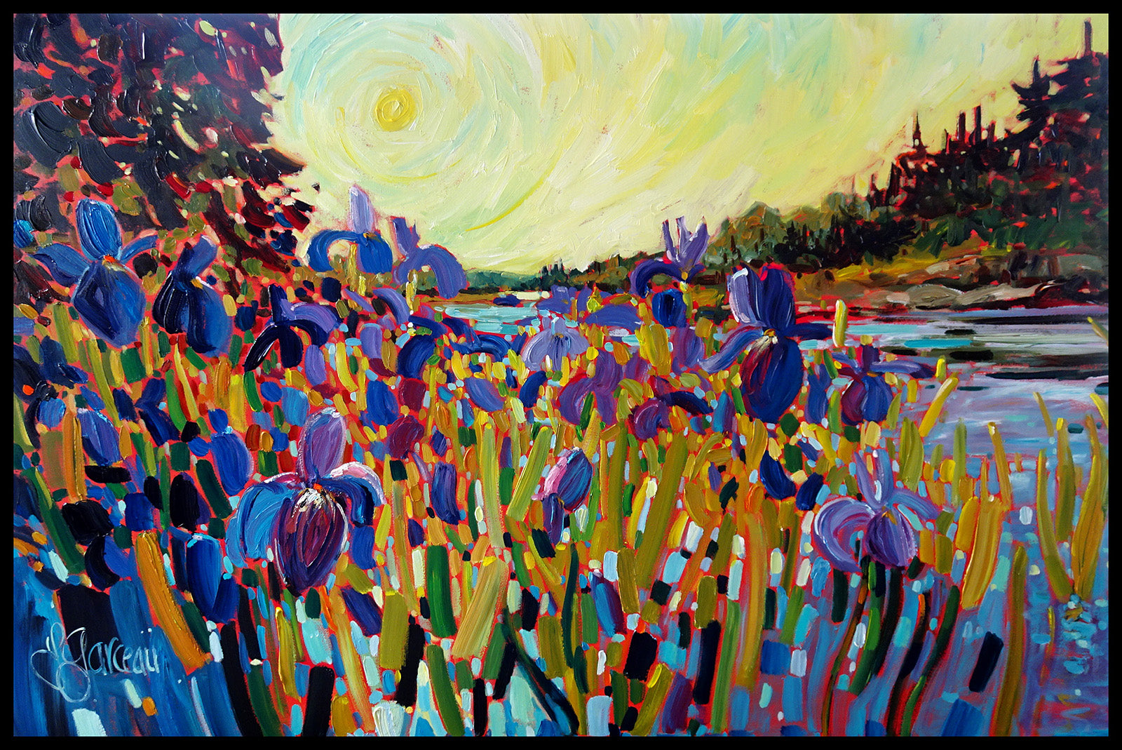 Floral “De L'Ombre A La Lumiere” by Lynn Garceau – acrylic on canvas.