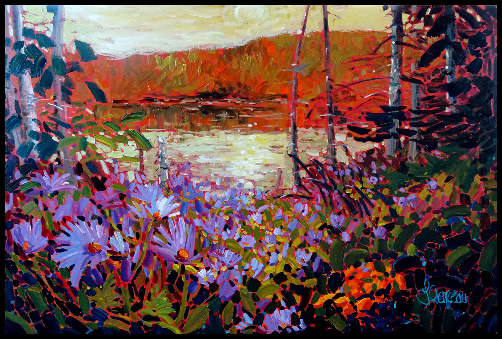 Floral “Dans Le Secret De La Foret” by Lynn Garceau – acrylic on canvas.