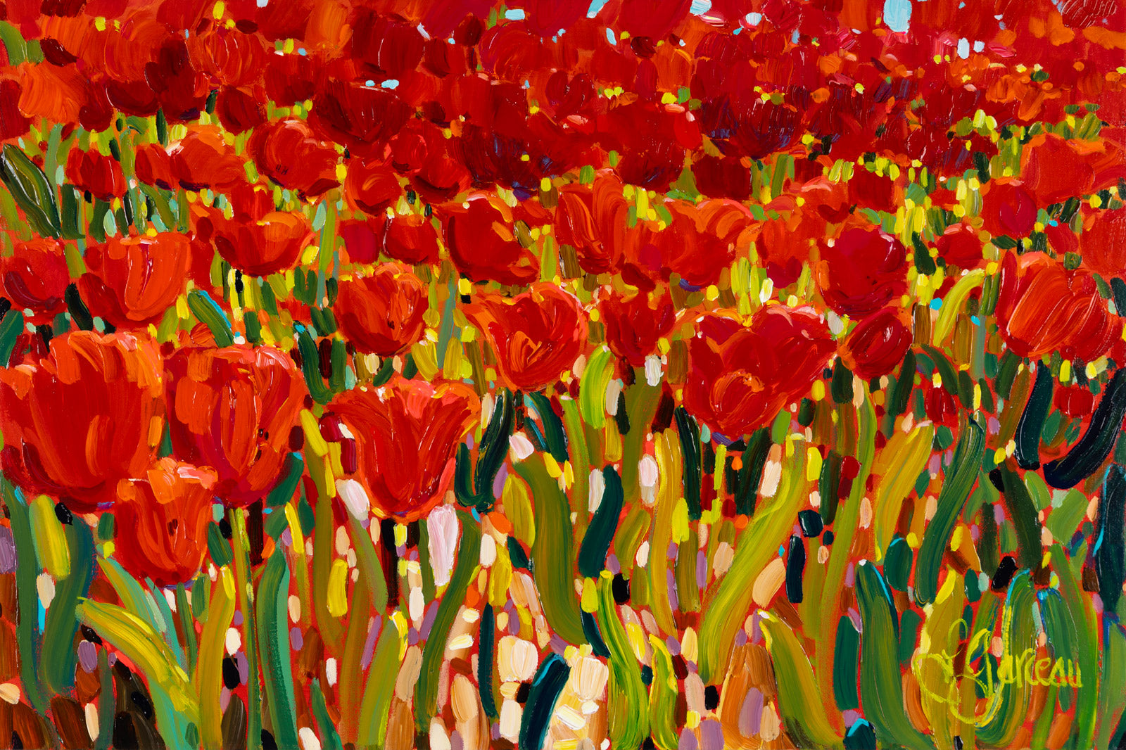 Floral “Kingsblood” by Lynn Garceau – acrylic on canvas.