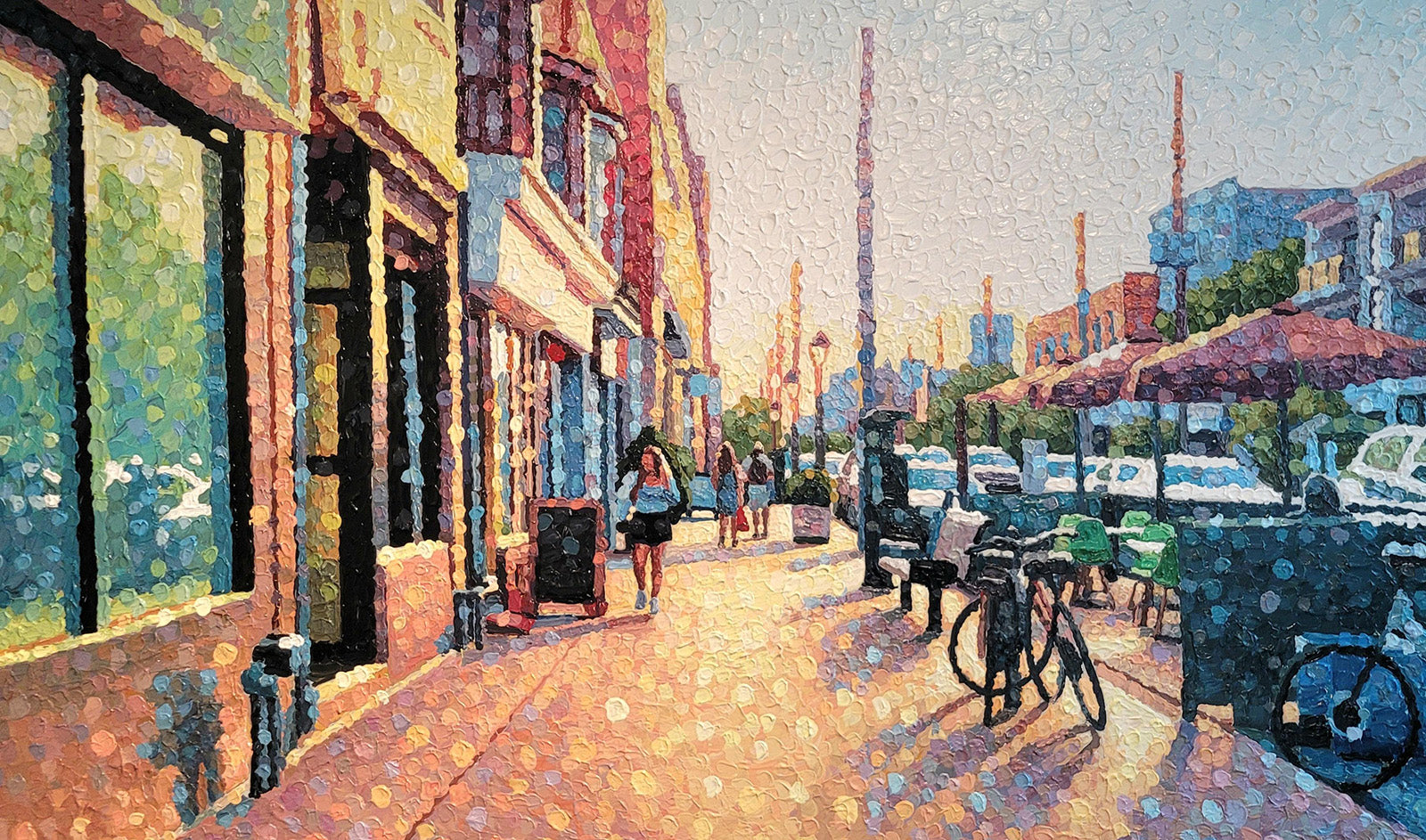 Cityscape “Embrace Possibility” by Susan Gale – acrylic on panel.