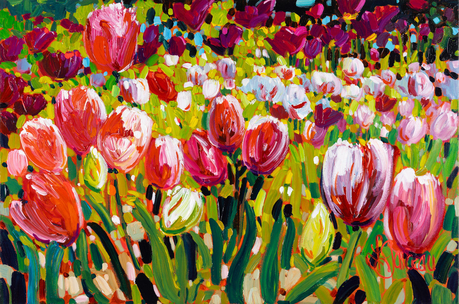 Floral “Chemin De Tulips” by Lynn Garceau – acrylic on canvas.