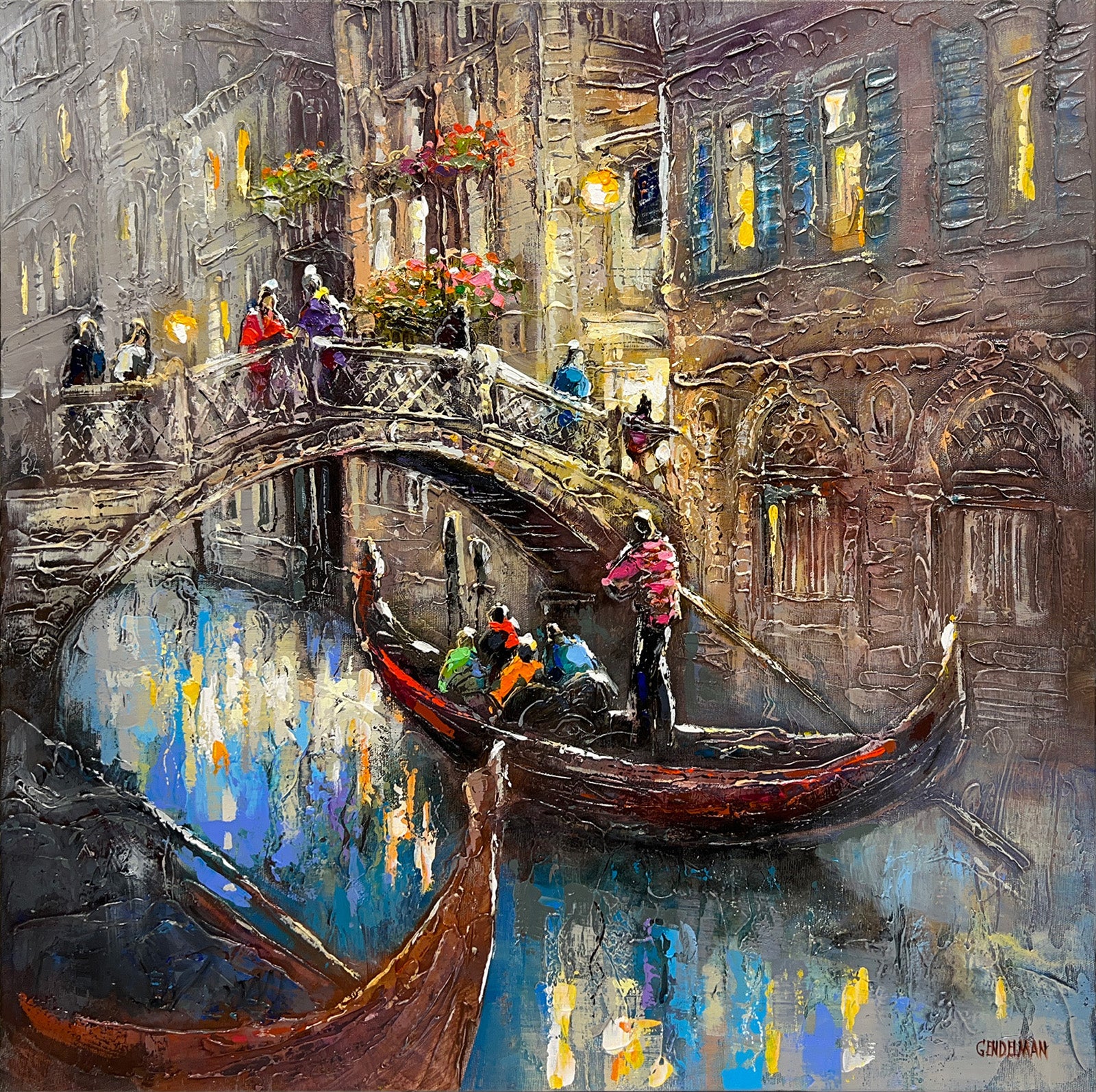 Cityscape “Gondola Dreams” by Irena Gendelman – acrylic on canvas.