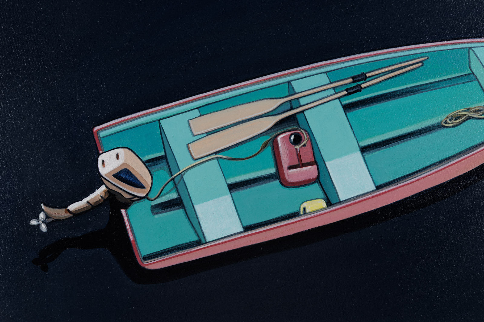 Turquoise & Red Skiff