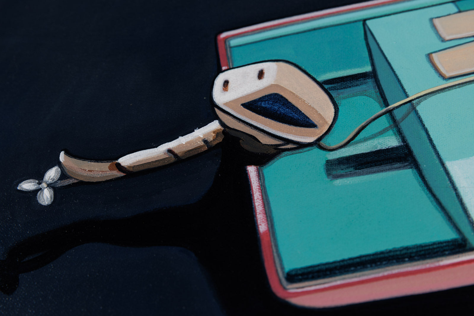Turquoise & Red Skiff