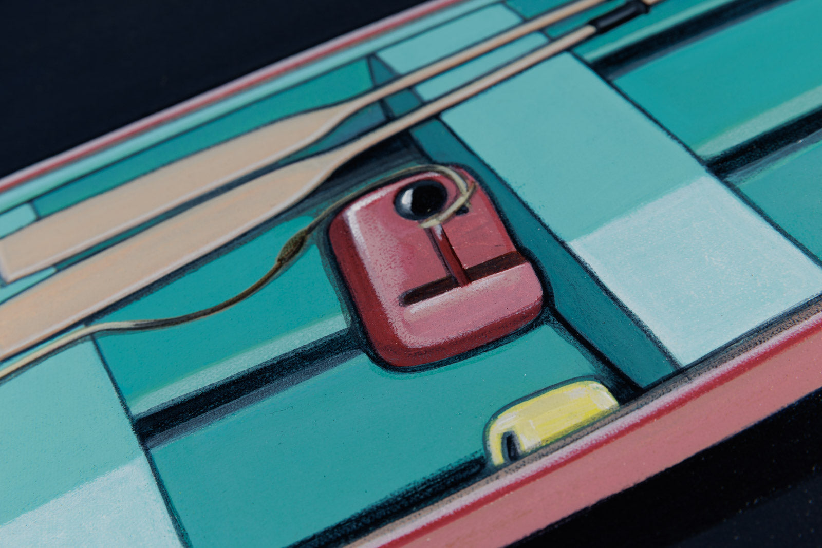 Turquoise & Red Skiff
